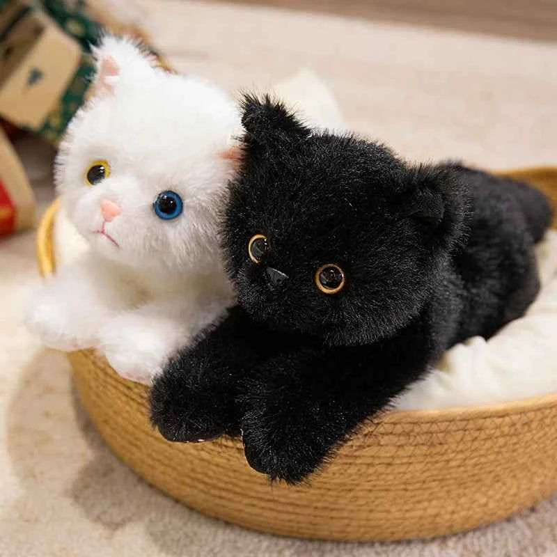 6 Colors Cute Simulation Cat Plush Toys Soft Stuffed Kitten Model Fake Cat Realist Animals Kids Girls Valentine's Day Gift