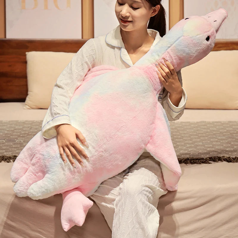 Giant Colorful Goose Plush Pillow – 130cm Long Stuffed Hug Cushion