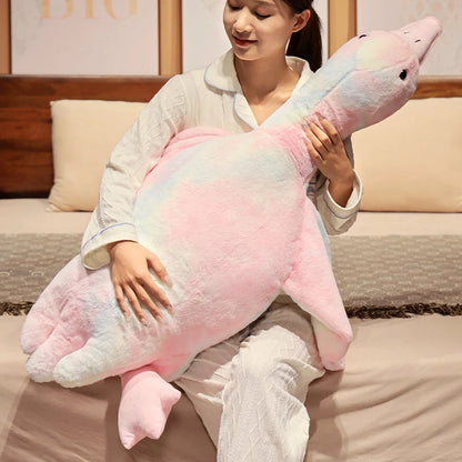 Giant Colorful Goose Plush Pillow – 130cm Long Stuffed Hug Cushion