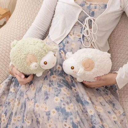 23cm Sweet Lamb Doll Plush Toy White Pink Green Sheep Cartoon Stuff Animal Plushie Peluche Head Pillow Decor Gift
