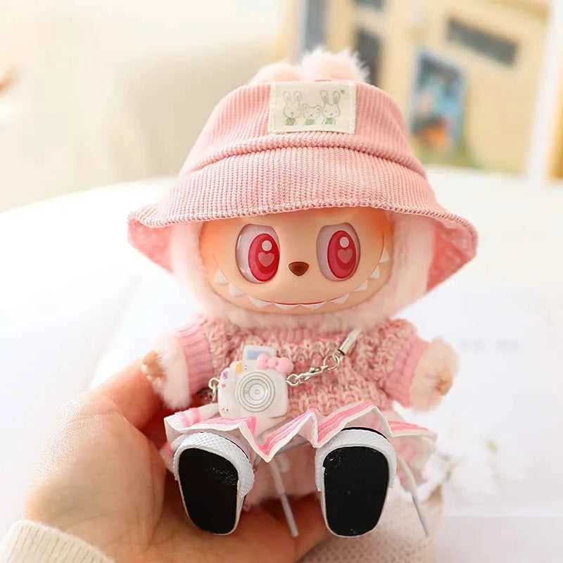 17cm Labubu Doll Clothes: Soft Knitted Sweater & JK Pleated Skirt Outfit