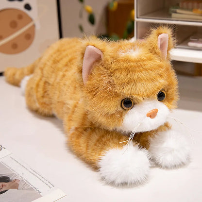 Lifelike Cat Plush Toy – Premium Fluffy Kitten Stuffed Animal (8 Styles) Yellow