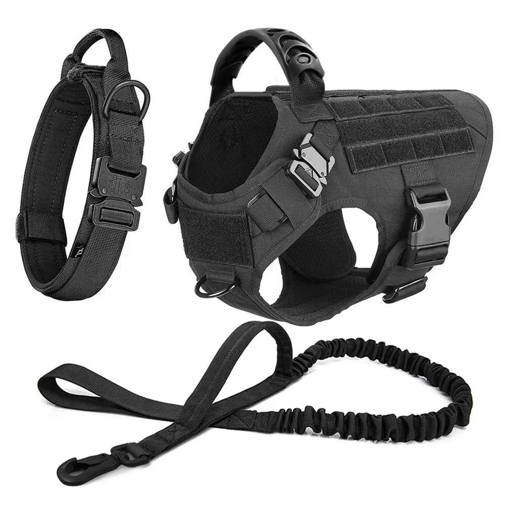 Heavy-Duty No-Pull Dog Harness and Leash Set - Tactical Training Vest for Medium & Large Dogs (German Shepherd, Malinois)