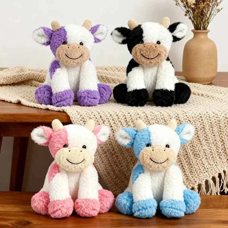 Kawaii Sitting Cow Plush Doll - Soft Stuffed Animal Sleep Companion and Gift, 4 Colors