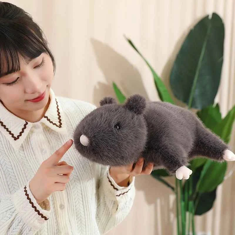 Funny Simulation Black Mouse Plush Pillow - Lifelike Lying Rat Stuffed Animal Room Decor and Gift, 3 Sizes