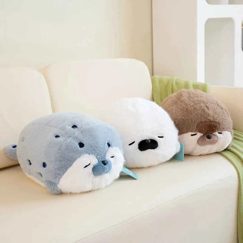 Cartoon Sea Otter Stuffed Sea Animal Plush Doll Throw Pillow Blue Seal Sea Lion Birthday Gift For Boys And Girls