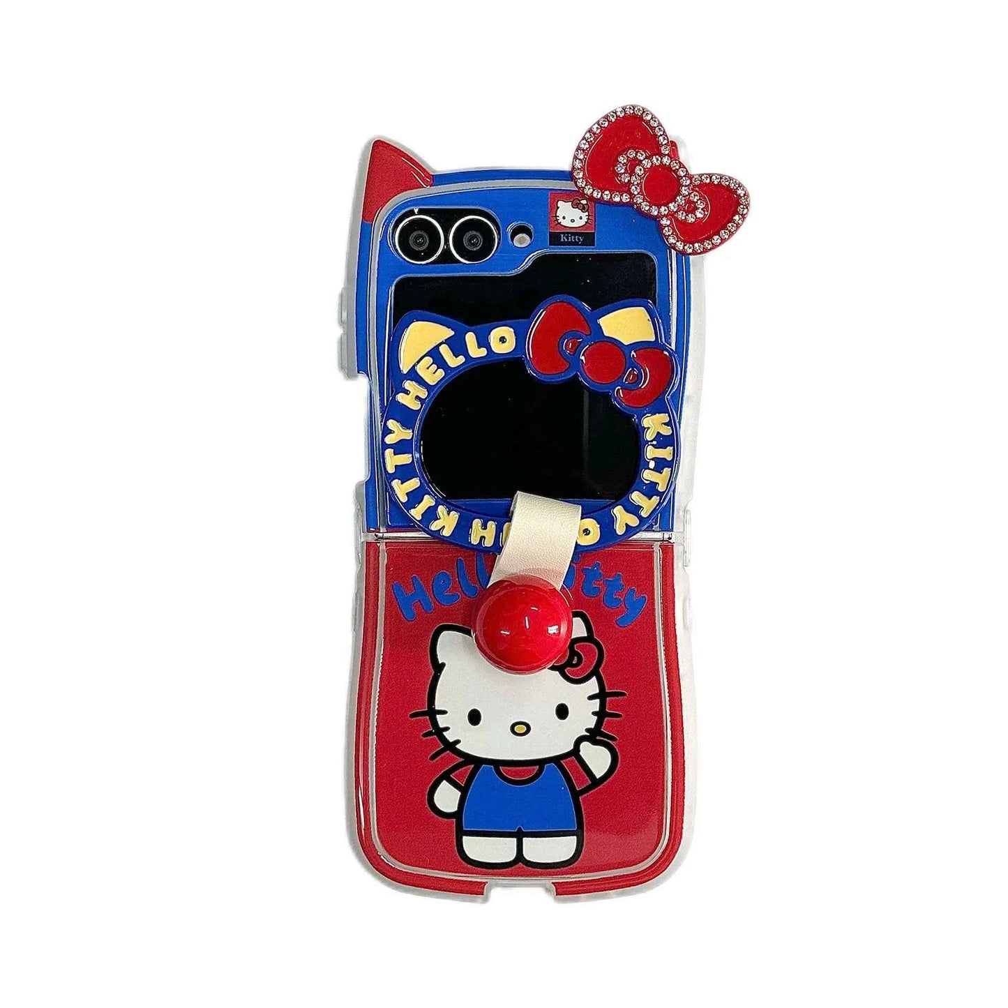 Sanrio Hello Kitty Diamond Studded Z Flip Case - Bow Design with Lanyard (Z Flip3 to Z Flip7)