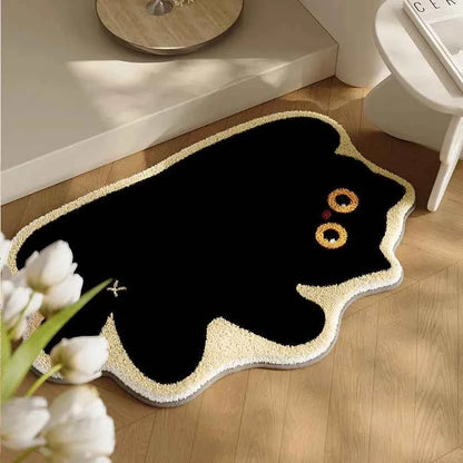 Cute Cat Design Floor Mat in Pink Green Water-Absorbent & FRY 4