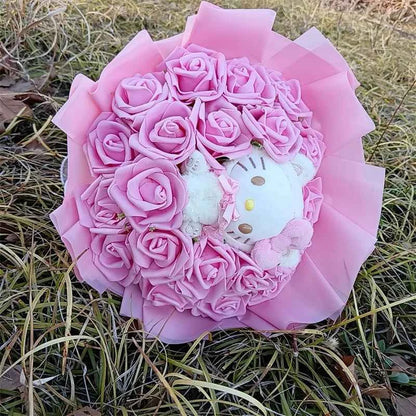 Kawaii Hello Kitty Plush Bouquet with 20 Roses - Wedding/Valentine's Day Gift