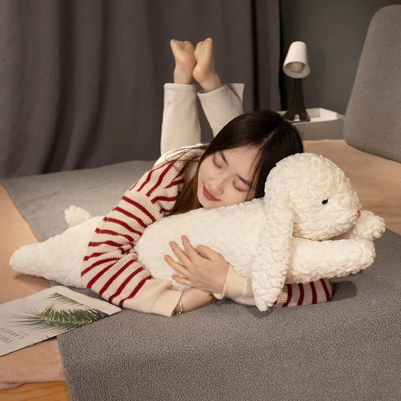 Kawaii Long Gaint Curly Animal Bunny Plush Pillow Doll Elephant Rabbit Bear Dinosaur Soft Pillow Home Decor Accompany Sleep