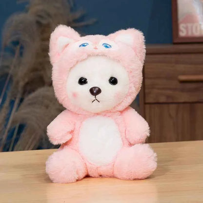 25cm Lovely Stuffed White Bear Plush Toy Turn Into Pikachu Stitch Cute Japanese Style Plushies Sleeping Doll Soft Fluffy Gifts