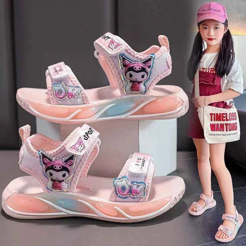 Kuromi Cartoon Soft Sole Casual Slippers - Girls Beach Sandals Princess Shoes