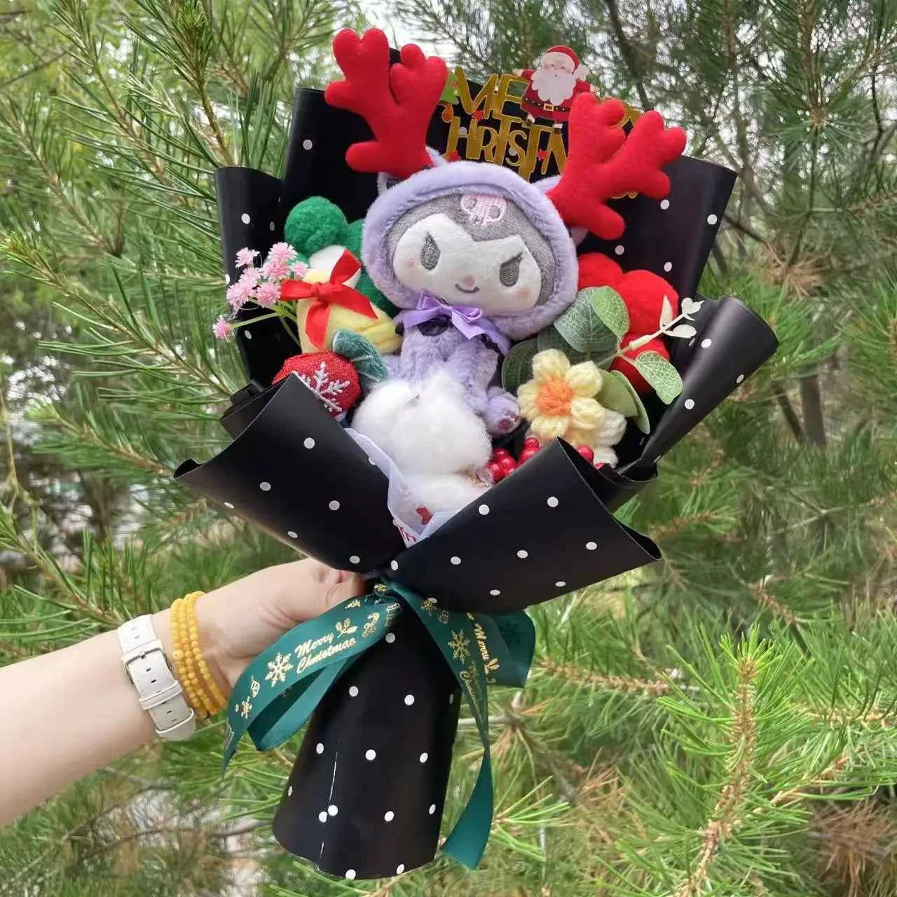 Kawaii My Melody/Kuromi Plush Bouquet (13.8 in) - Creative Stuffed Animal Roses Gift