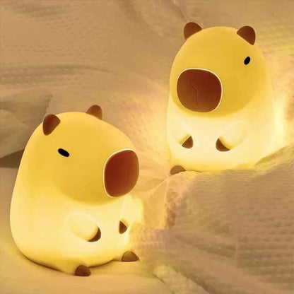 Kawaii Capybara Night Light - Cute Cartoon Silicone Creative Bedside Sleep Lamp