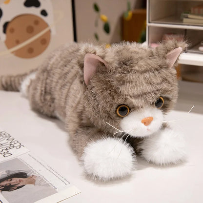 Lifelike Cat Plush Toy – Premium Fluffy Kitten Stuffed Animal (8 Styles) Khaki