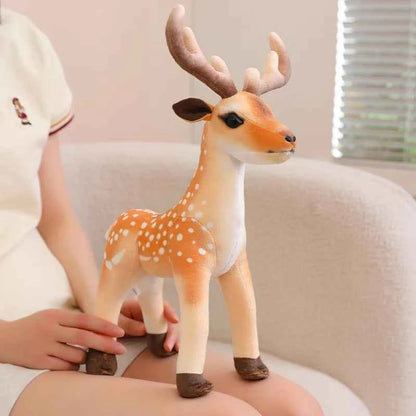 Kawaii Sika Deer Plush Doll - Soft Stuffed Lifelike Stag and Doe Animal Toy and Gift, 30cm and 40cm