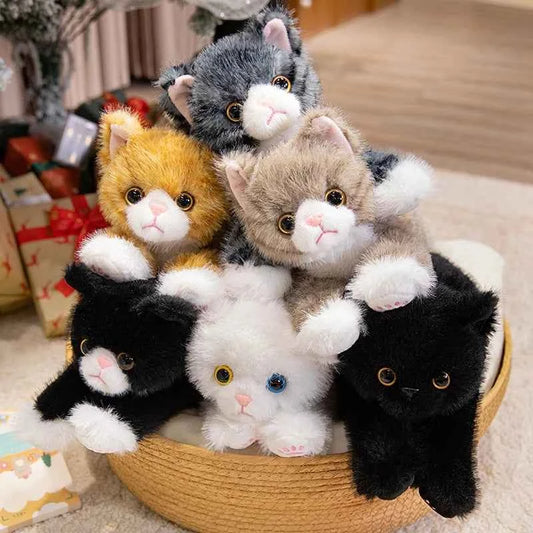 6 Colors Cute Simulation Cat Plush Toys Soft Stuffed Kitten Model Fake Cat Realist Animals Kids Girls Valentine's Day Gift