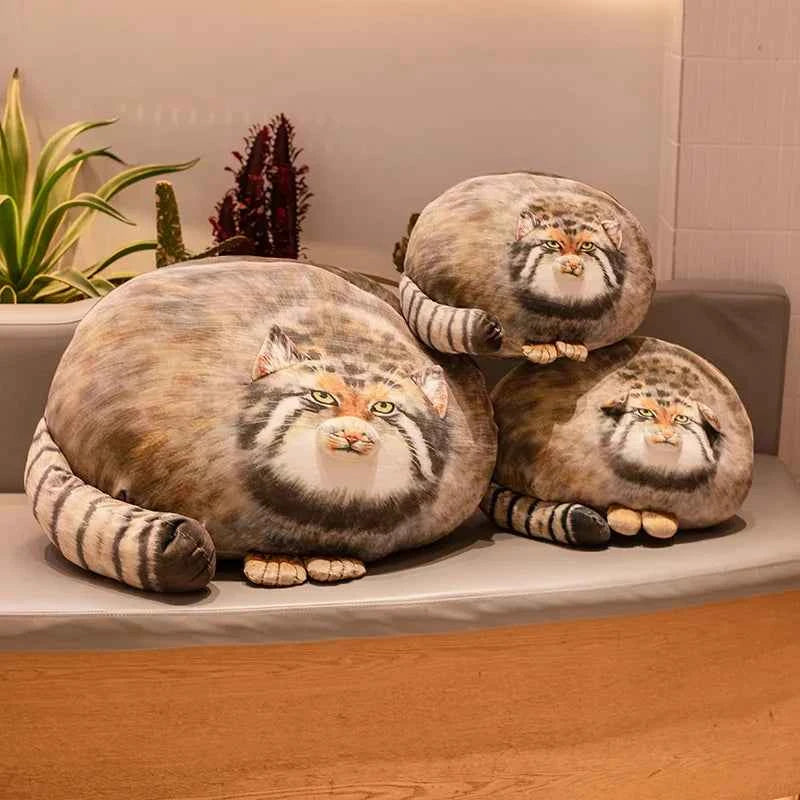 Pallas's Cat Plush Toy – Realistic Manul Cat Stuffed Animal Pillow