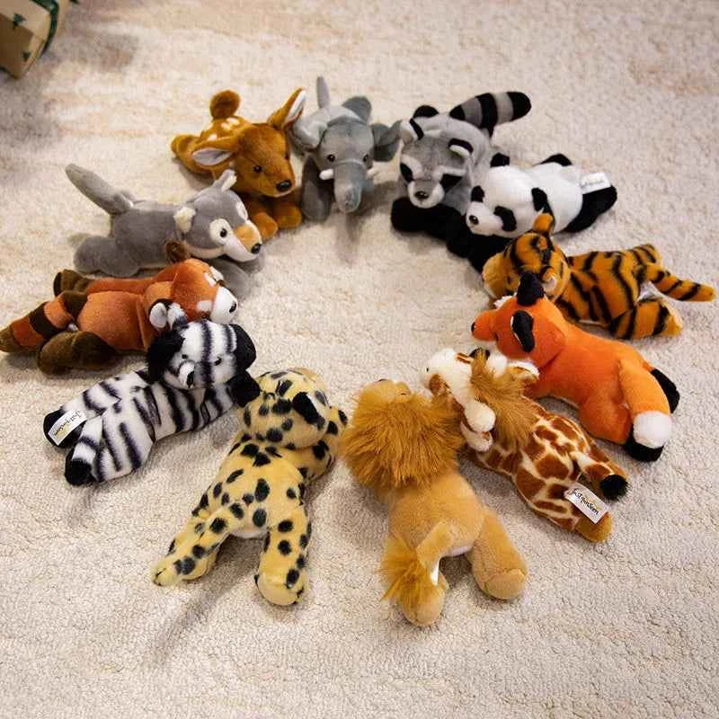 12 Types Plush Animal Toys Realistic Stuffed Tige Lion Giraffe Elephant Panda Soft Simulation Plushie Birthday Gift for Kids