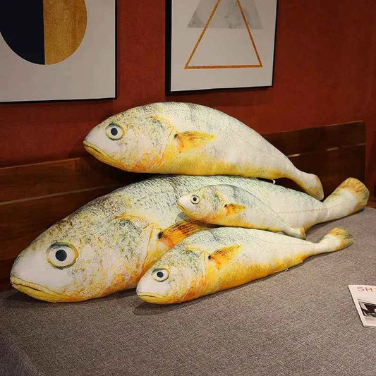 Giant Yellow Croaker Fish Plush Toy – Realistic Stuffed Fish Body Pillow