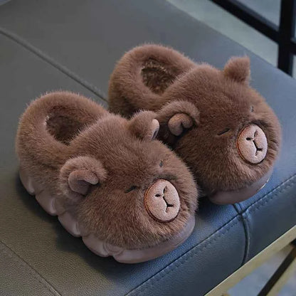 Kawaii Capybara Cotton Slippers - Kids Soft Warm Non-Slip Indoor Shoes