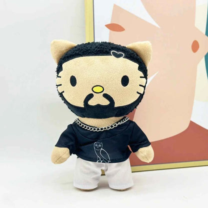 Hello Kitty Drake Plush Doll with Black Casual Suit Plush Doll Figure Stuffed Toys Cute Boys Girls Christmas Gift