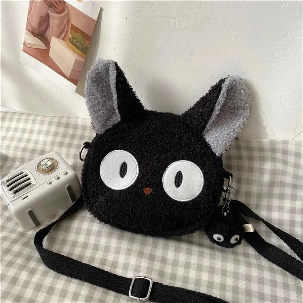 Kawaii Cute Cat Plush Shoulder Bag (6.7 in) - Japanese Cartoon Crossbody Phone Purse