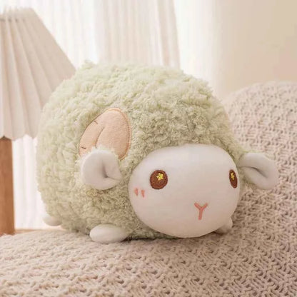 23cm Sweet Lamb Doll Plush Toy White Pink Green Sheep Cartoon Stuff Animal Plushie Peluche Head Pillow Decor Gift