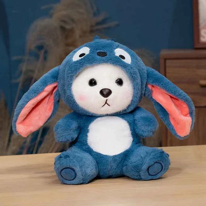 25cm Lovely Stuffed White Bear Plush Toy Turn Into Pikachu Stitch Cute Japanese Style Plushies Sleeping Doll Soft Fluffy Gifts