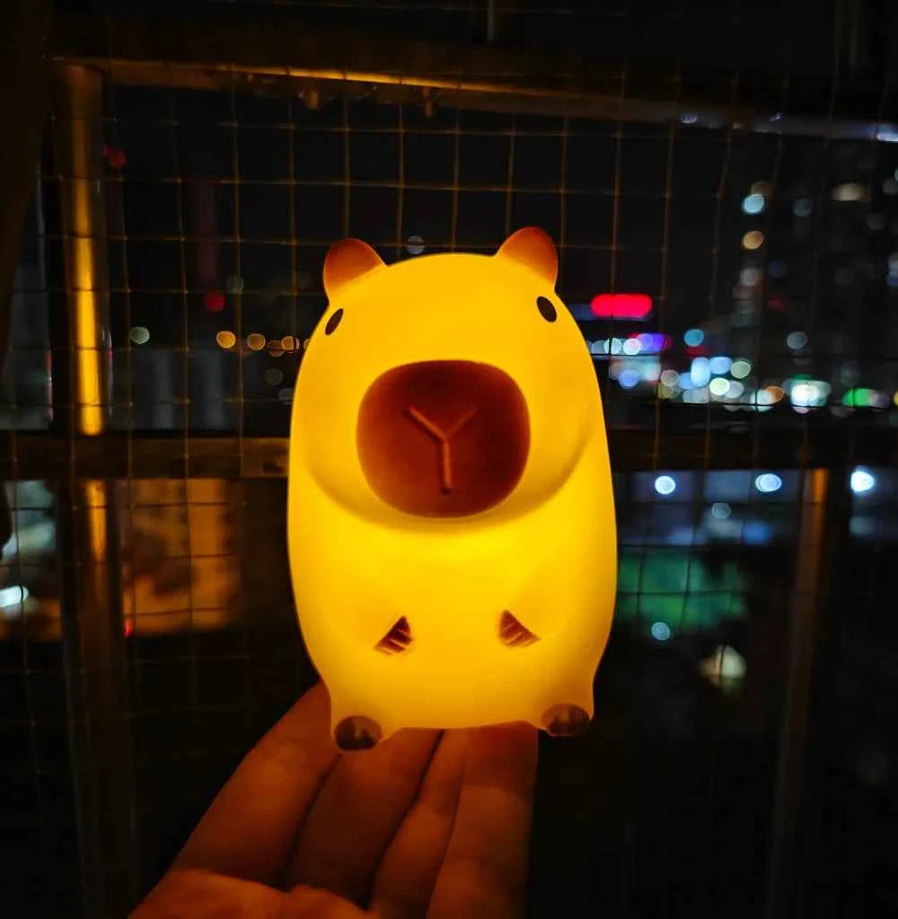 Kawaii Capybara Night Light - Cute Cartoon Silicone Creative Bedside Sleep Lamp