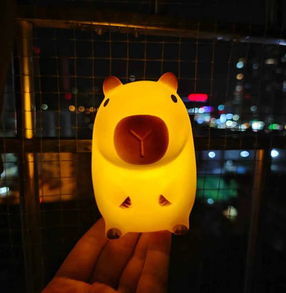 Kawaii Capybara Night Light - Cute Cartoon Silicone Creative Bedside Sleep Lamp