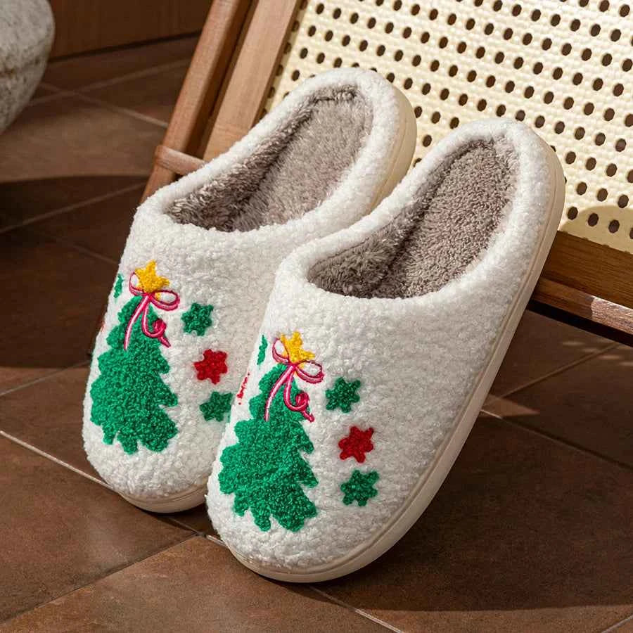 Christmas Tree Couple Slippers - Women's/Men's Soft Warm Indoor Holiday Shoes