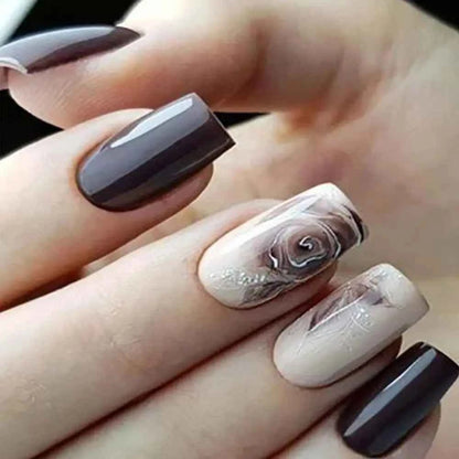 24Pcs Pink French Cartoon Snail Press-On False Nails