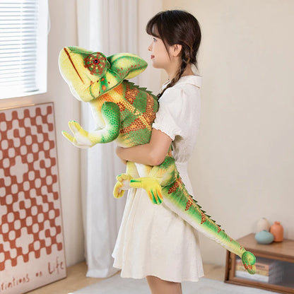 Giant Realistic Chameleon Plush Toy – Long Stuffed Animal Pillow Green 31.5" (80cm)