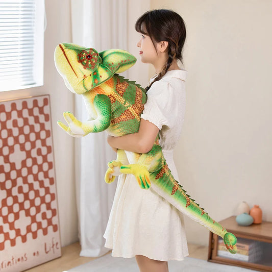 Giant Realistic Chameleon Plush Toy – Long Stuffed Animal Pillow Green 31.5" (80cm)