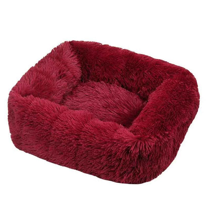 Rectangle Plush Dog Bed Winter Warm Mat Small Medium Big Wine Red