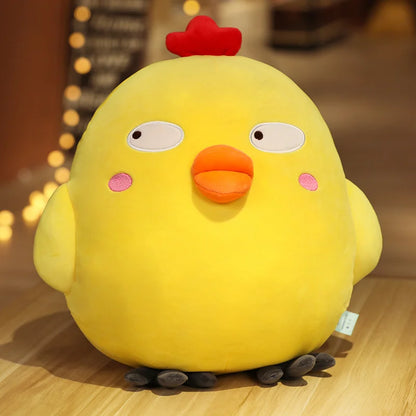 Kawaii Expressive Chicken Plush Pillow - Soft Funny Face Stuffed Animal Hug Cushion and Gift, 2 Styles and 2 Sizes Funny