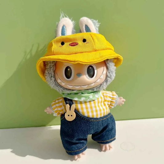 For Labubu 17cm Dolls Clothes Plush Cartoon Set No Doll Doll Outfit Kawaii Dolls Dress Up Skirt Suit DIY Gift for Girls Kids