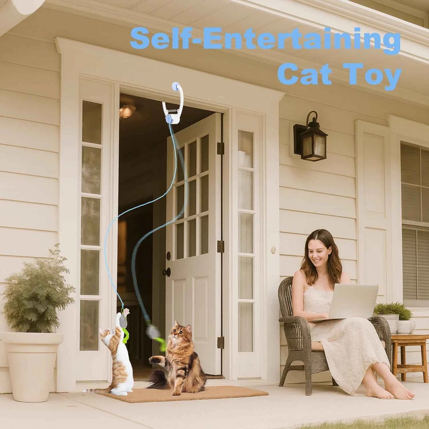 Cat Toys Electric Door Hanging Cat Toy Interactive Cat Toy USB Rechargeable Self Play Toy Retractable Kitten Toys