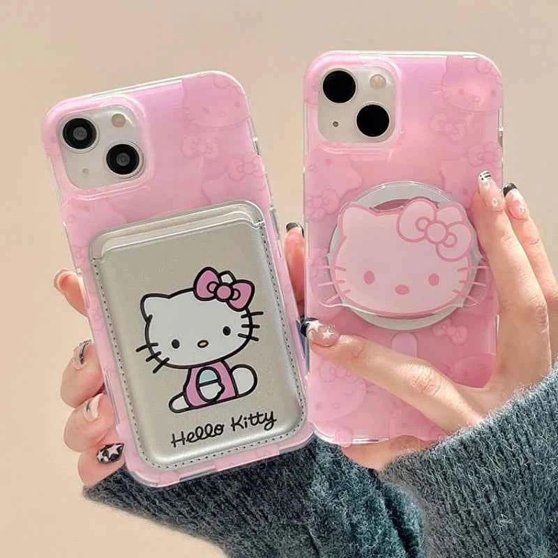 Cute Sanrio Hello Kitty Magnetic Wallet Magsafe Phone Case - Wireless Charge Cover