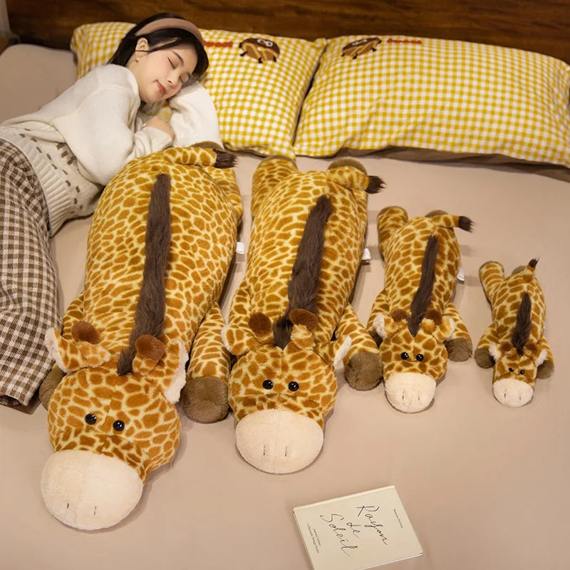 Giant Fluffy Giraffe Plush Toy – Cute Sleeping Giraffe Body Pillow