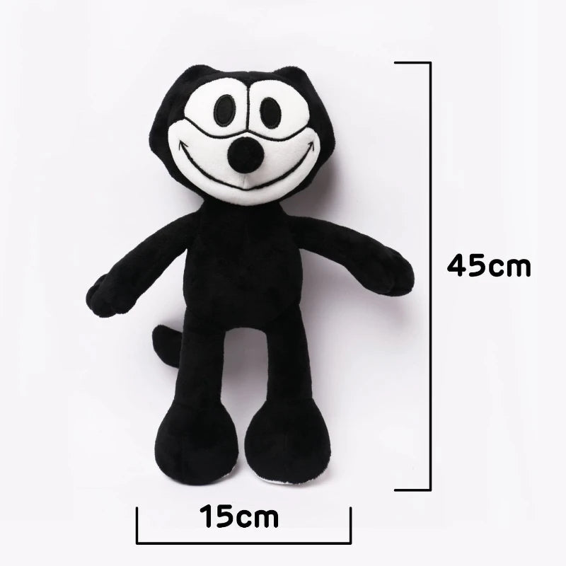 Kawaii Retro Black Cat Plush Toy – Soft Cartoon Cat Sofa Cushion & Office Pillow Doll (30 & 45cm)