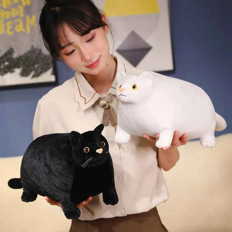 30/50cm Simulation 3D Super Fat Cats Plush Stuffed Animal Cute Lifelike Toy Cat Doll Pet Toys Home Decor Gift For Girls Birthday