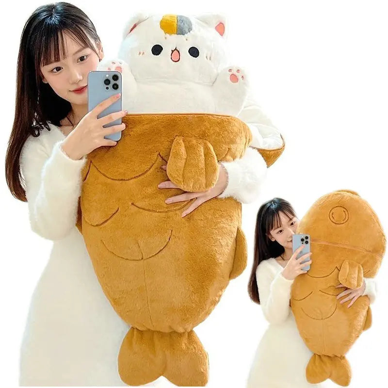 Kawaii Animal Plush Pillow – Taiyaki Cat Rabbit and Bone Dog Cushion