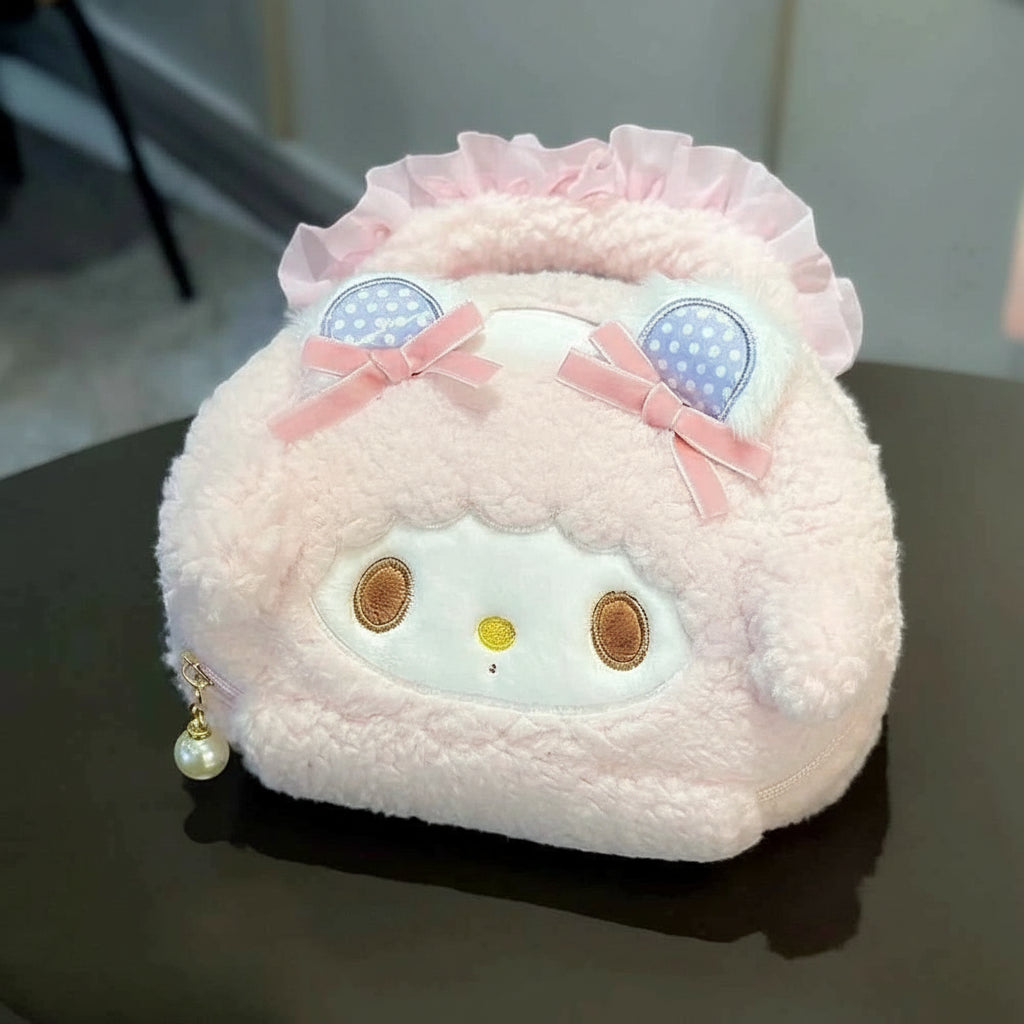 Lovely My Melody Handbag Japanese Style Cosmetic Bag Kawaii Anime Piano Plush Lolita Bag Large Capacity Birthday Gifts