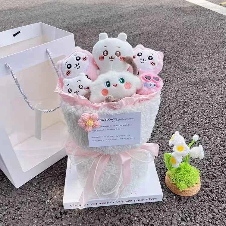 Kawaii Chiikawa Plush Doll Bouquet - Usagi/Hachiware Anime Gift