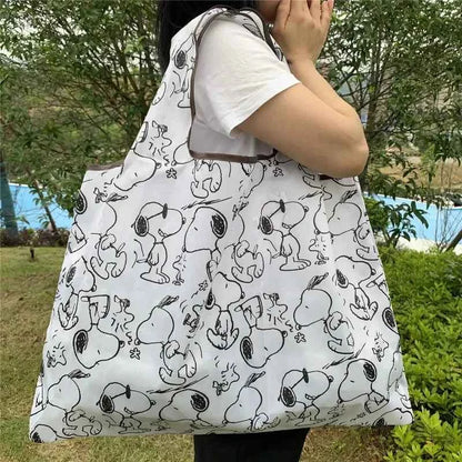 Snoopy Reusable Shopping Bag – Large Capacity Foldable Tote A 20.9 × 15.7 × 10.2 inches (53 × 40 × 26 cm)