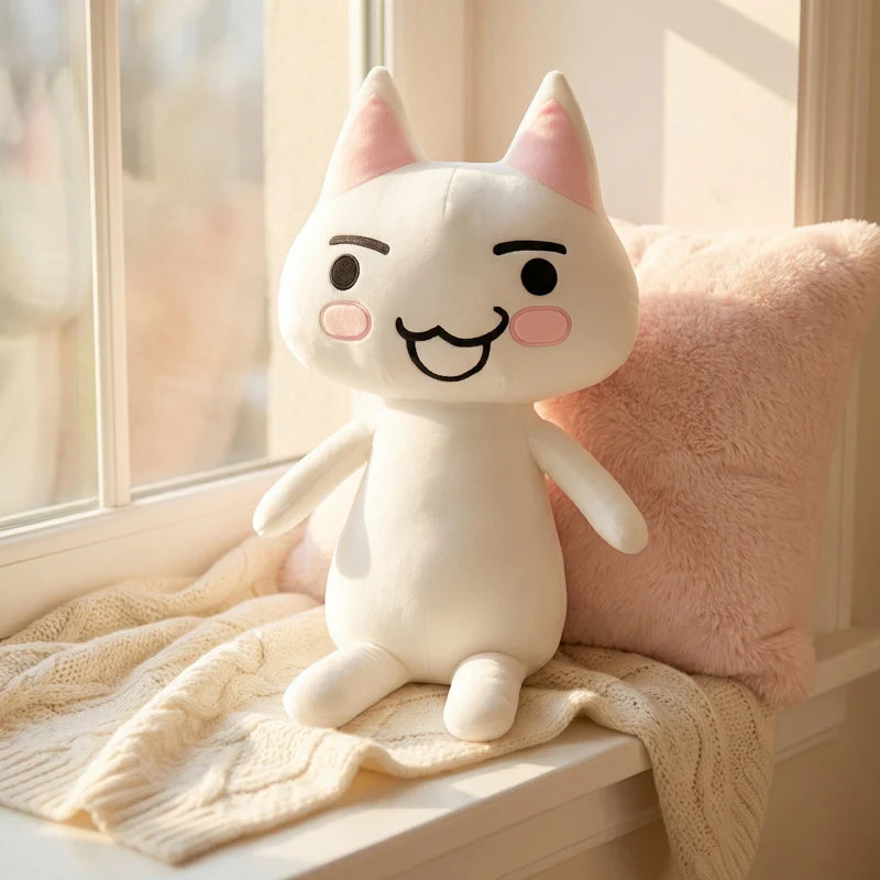 Oversized White Cat Plush Stuffed Animal – Giant Soft Kitten Hug Pillow Toy White