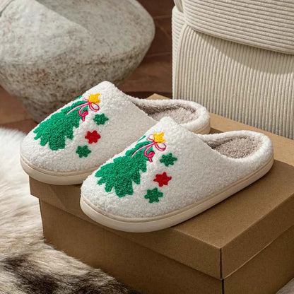 Christmas Tree Couple Slippers - Women's/Men's Soft Warm Indoor Holiday Shoes