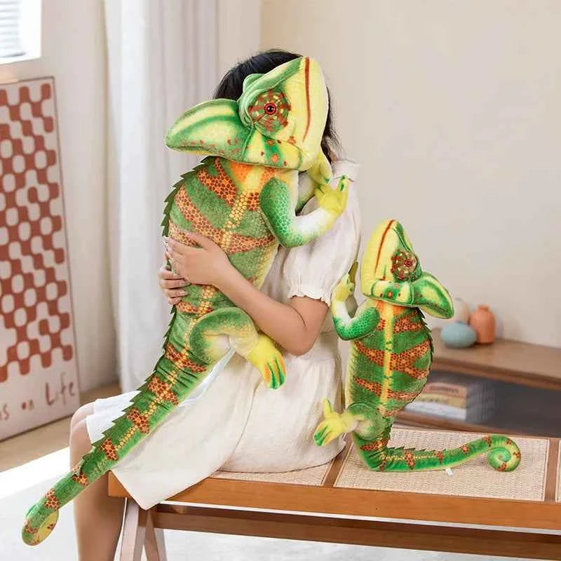 Giant Realistic Chameleon Plush Toy – Long Stuffed Animal Pillow